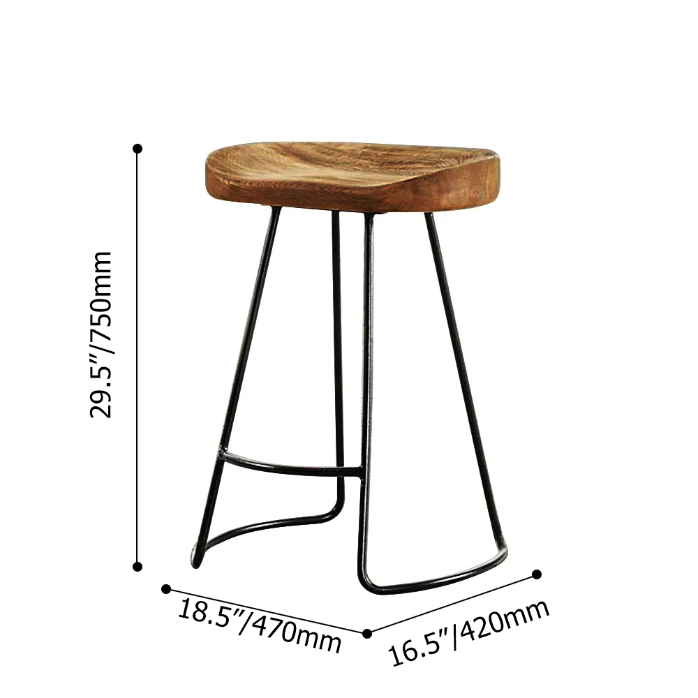 Juego de mesa de bar industrial natural de 7 piezas con estante de 1800 mm