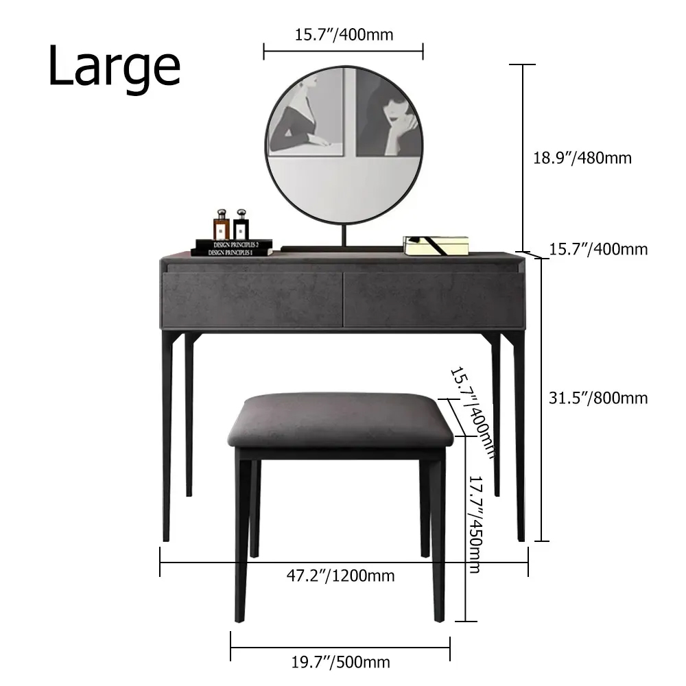 Ensemble de vanité de maquillage moderne rembourré en velours