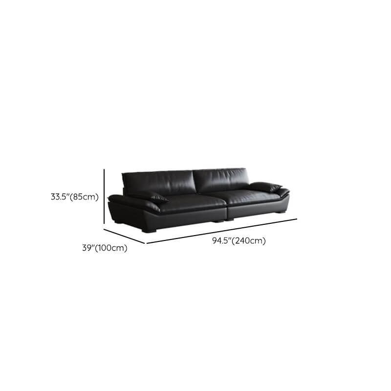 Sofá estándar contemporáneo resistente a las manchas en negro medianoche con respaldo acolchado, brazos con almohada superior y 3 a 4 almohadas para 3 a 4 personas Dimensions