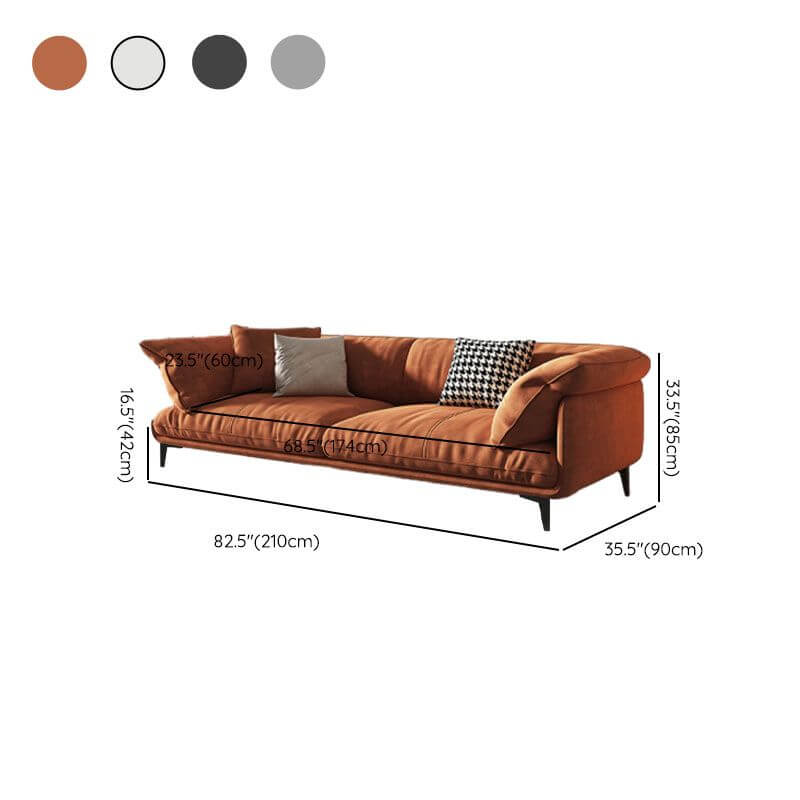 Drawing Room Sofa with Grey/Amber Color/Off-White Upholstery and 3 Pillows Dimensions