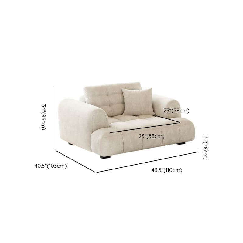 Drawing Room Sofa/Loveseat/Single Sofa with Biscuit Back, Off-White, and Concealed Support Dimensions