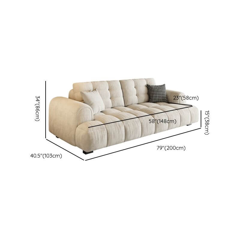 Drawing Room Sofa/Loveseat/Single Sofa with Biscuit Back, Off-White, and Concealed Support Dimensions