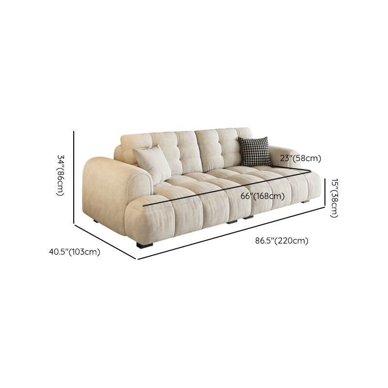 Drawing Room Sofa/Loveseat/Single Sofa with Biscuit Back, Off-White, and Concealed Support Dimensions
