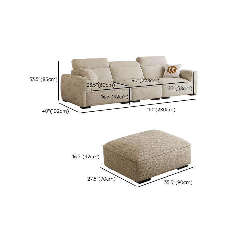 Elegant Off-White Sofa/Loveseat with Concealed Support for Drawing Room Dimensions
