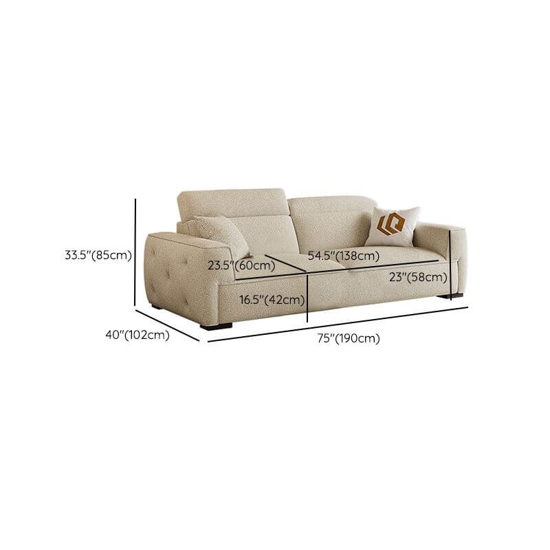 Elegant Off-White Sofa/Loveseat with Concealed Support for Drawing Room Dimensions