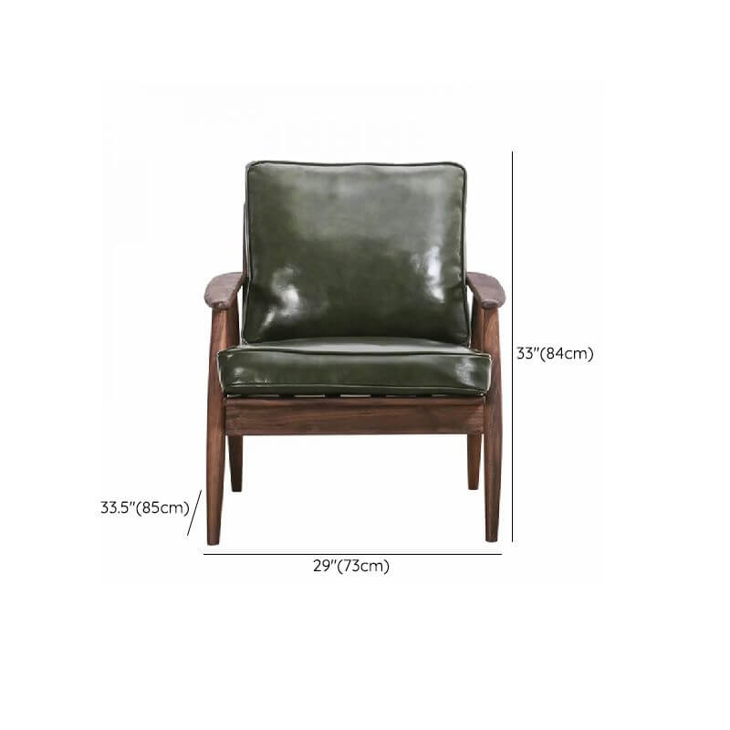 Ergonomic Natural Wood White/Lime Green Cushion Back Parlor Arm Chair with Arms & Removable Cushions Dimensions