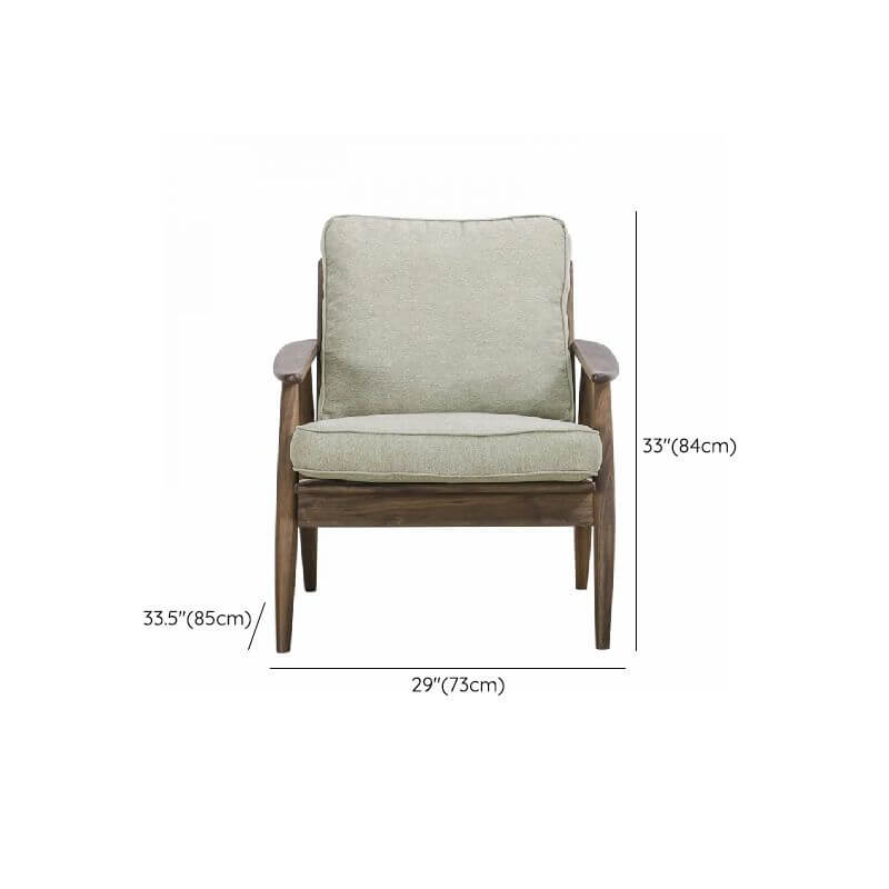 Ergonomic Natural Wood White/Lime Green Cushion Back Parlor Arm Chair with Arms & Removable Cushions Dimensions