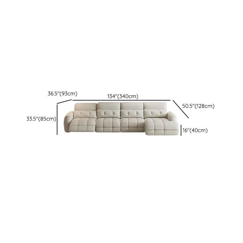 Off-White Sofa Couch with Concealed Support and Biscuit Back for Drawing Room Dimensions
