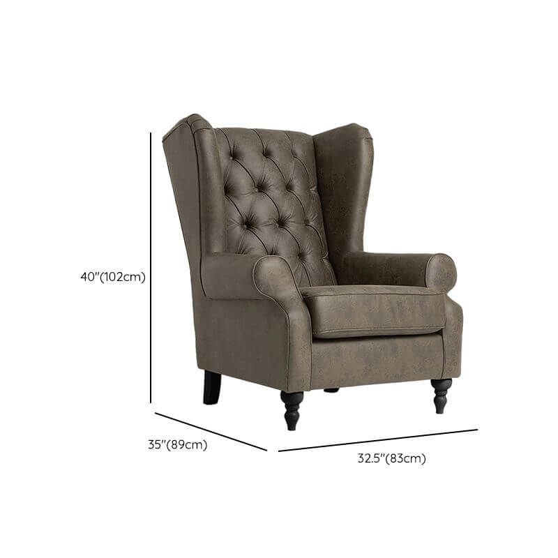 Fauteuil lounge vieille école couleur unie crème/sépia avec accoudoirs, dossier matelassé et coussins amovibles Dimensions