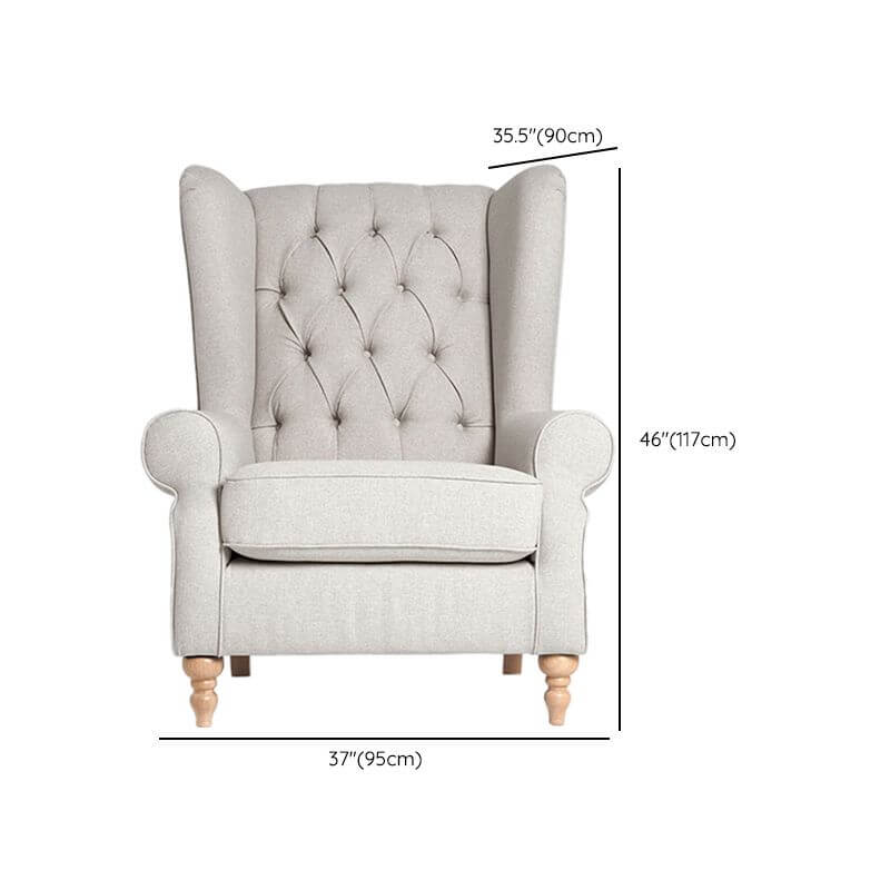 Fauteuil lounge vieille école couleur unie crème/sépia avec accoudoirs, dossier matelassé et coussins amovibles Dimensions