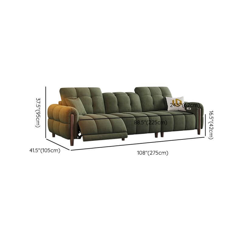 Olive Green Sofa and Loveseat - Biscuit Back Manual Reclining Dimensions