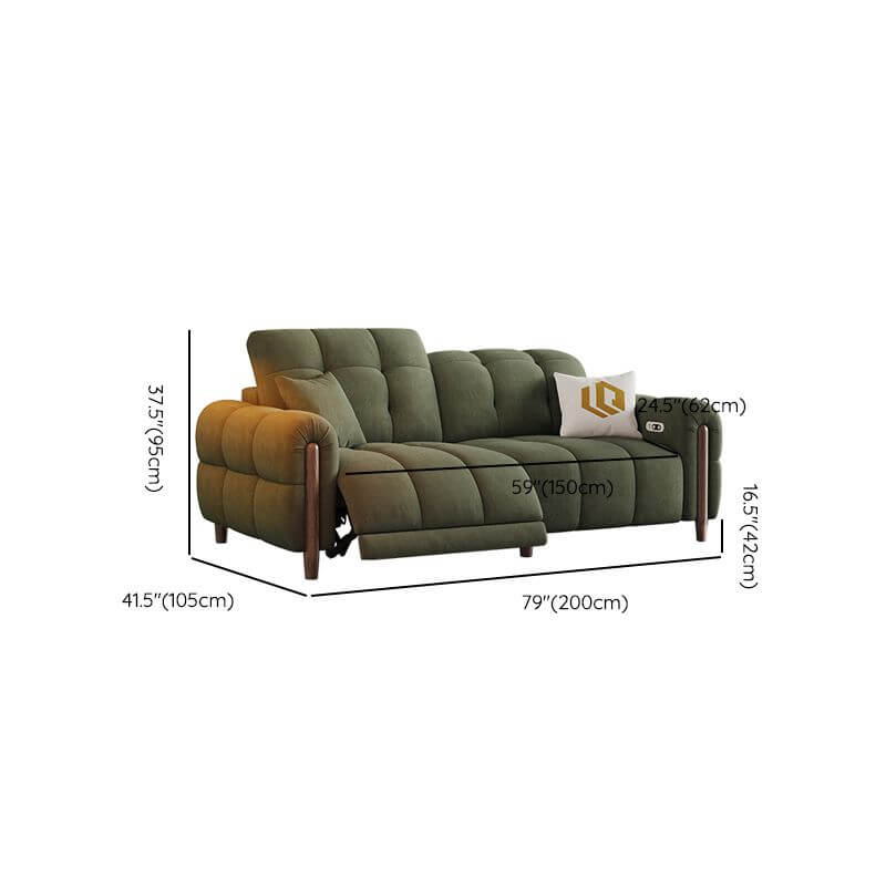 Olive Green Sofa and Loveseat - Biscuit Back Manual Reclining Dimensions