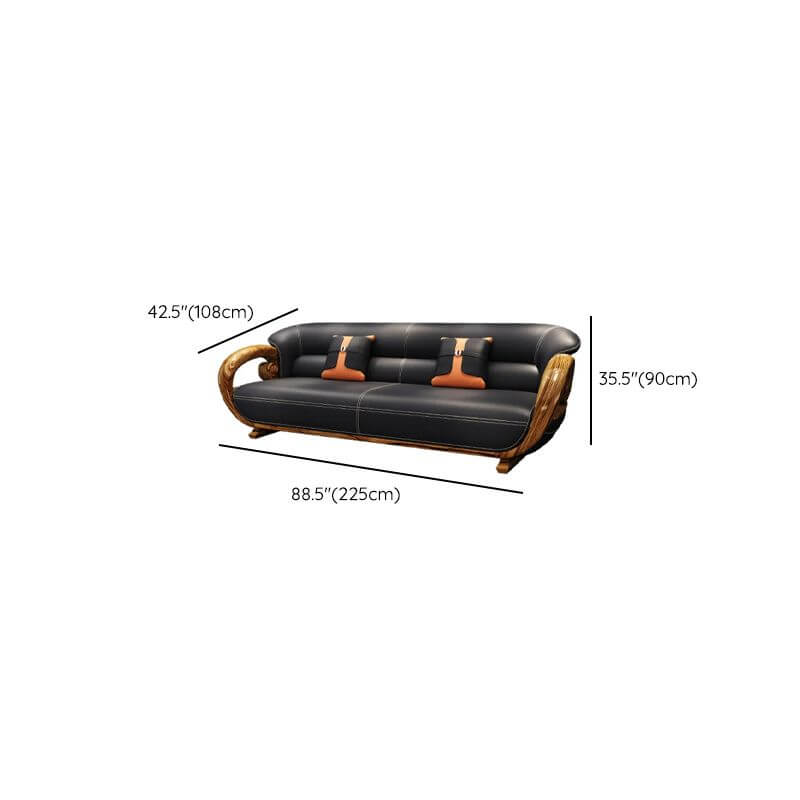 Sleek Black Sofa Couch/Loveseat with Armrest and Biscuit Back for Drawing Room Dimensions