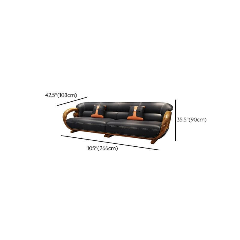 Sleek Black Sofa Couch/Loveseat with Armrest and Biscuit Back for Drawing Room Dimensions